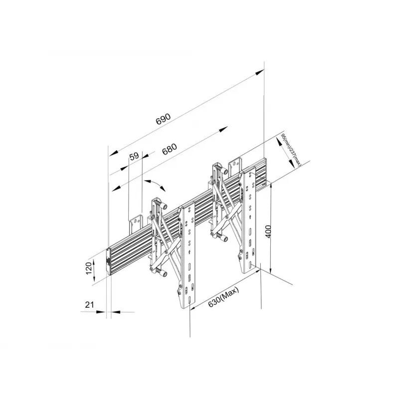 Multibrackets M Wallmount Pro MBW1U -seinäteline, musta, 30 kg, 40-65 tuumaa