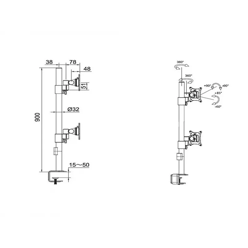 Multibrackets M VESA Deskmount Officeline Dual Vertical valkoinen