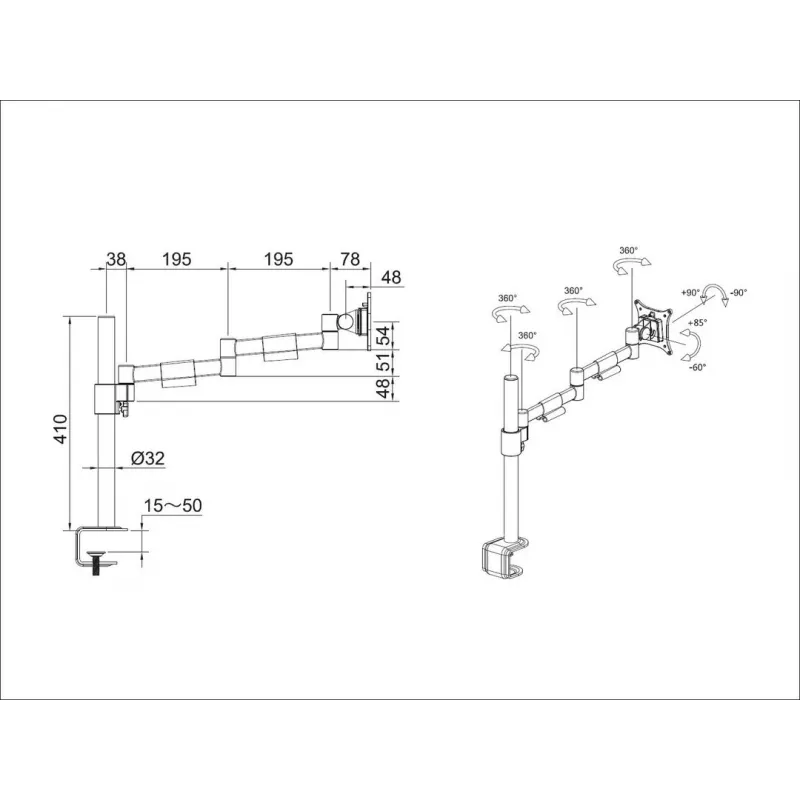 Pöytäteline Multibrackets M VESA Deskmount Officeline Single II musta