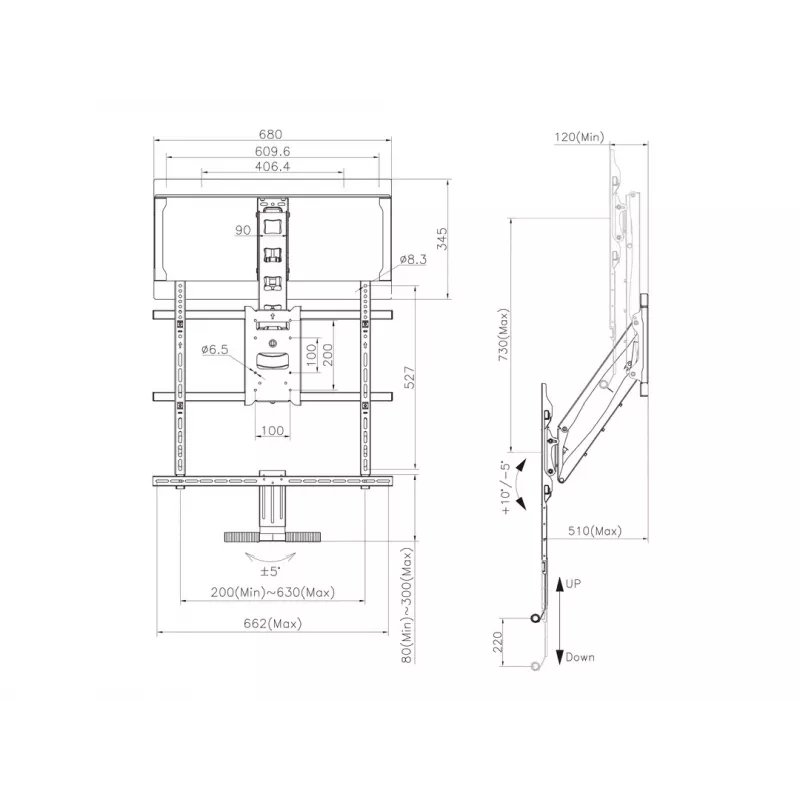 Teline, Multibrackets, M Pull Down Full Motion Flexarm