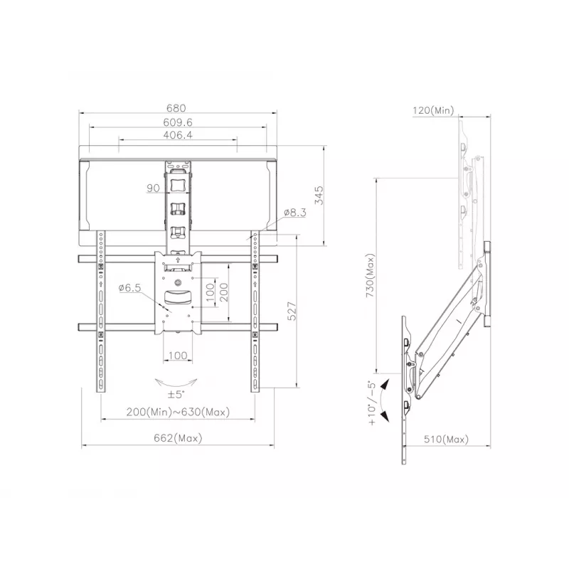 Teline, Multibrackets, M Pull Down Full Motion Flexarm