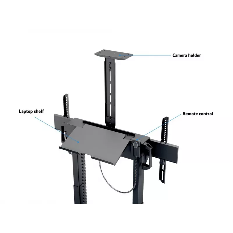 Multibrackets M Motorized Floorstand 120 kg musta sis. kaapin & kamerahyllyn
