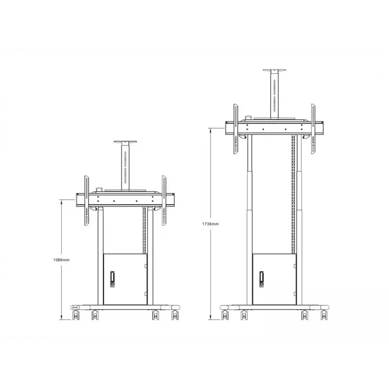 Multibrackets M Motorized Floorstand 120 kg musta sis. kaapin & kamerahyllyn