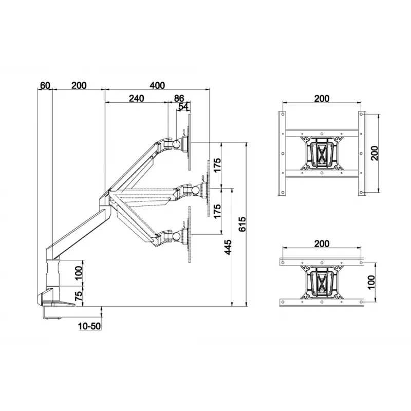 Multibrackets M VESA Gas Lift XL Single musta