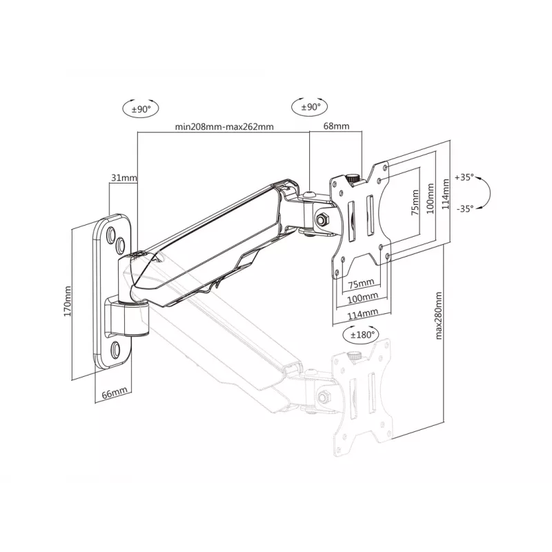 Multibrackets M Monitormount seinä Basic Single musta 8 kg 17-32