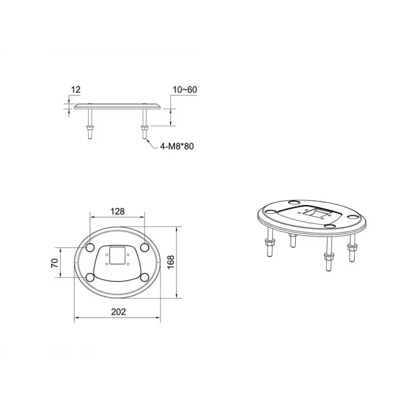 Läpivientijalusta MULTIBRACKETS M Deskmount HD — alumiinikotelo, musta, Ø 21 cm, K 40 mm, 500 g
