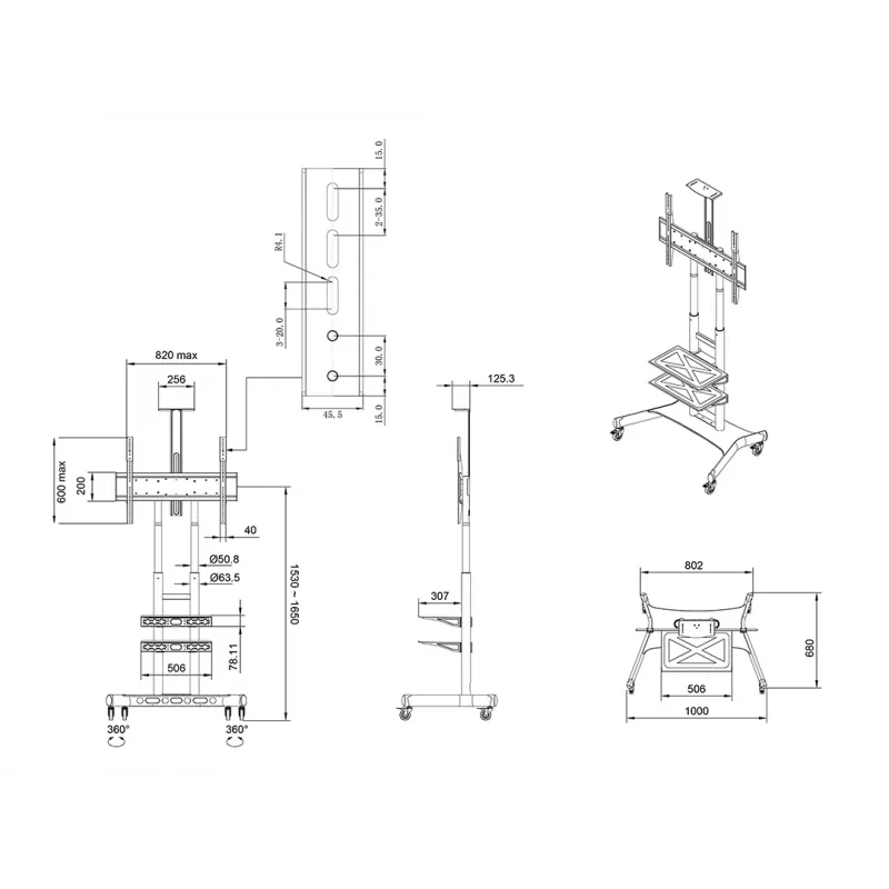 Lattiateline näytöille MULTIBRACKETS M Public Basic 180 Plus — tukee 55