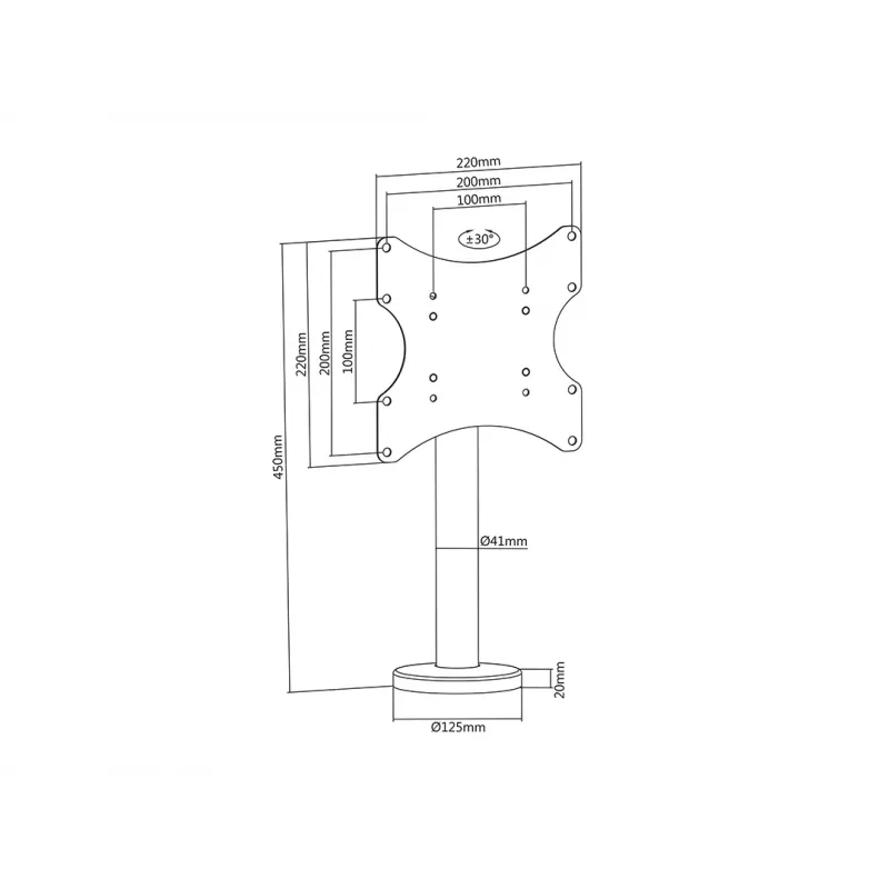 Multibrackets M VESA Bolt Down TV-teline Turn 200 MAX 30 kg 23-43