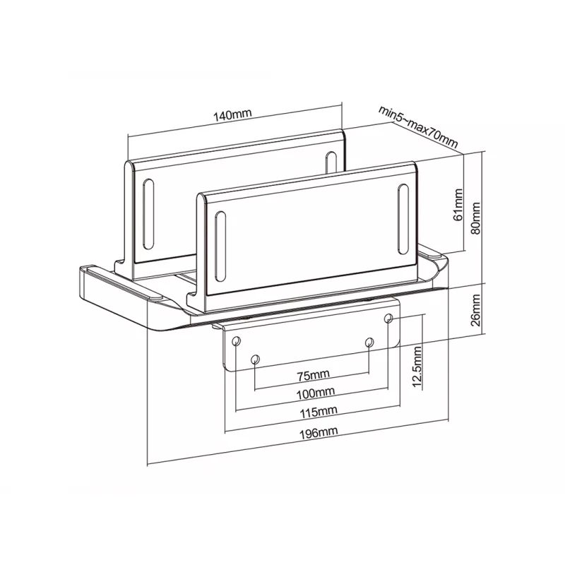 Pöytäteline CPU-pidike Multibrackets M Thin Client -pidike 3 kg 7 cm leveä
