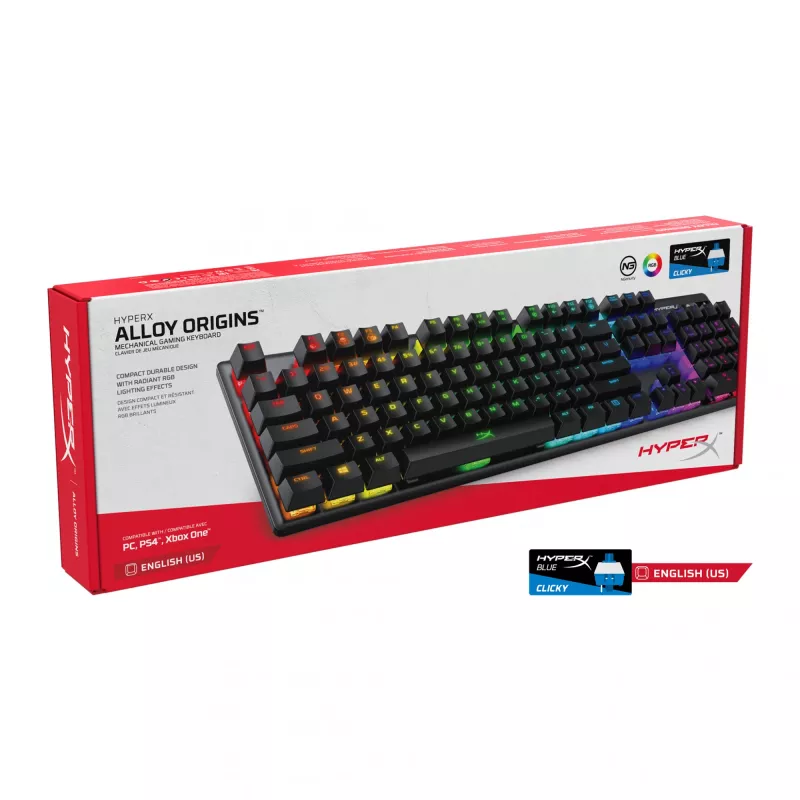 HyperX Alloy Origins -näppäimistö, peli, USB, QWERTY, US-englanti, musta