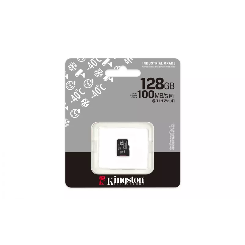 Kingston Technology 128GB microSDXC Industrial C10 A1 pSLC -kortti yksittäispakkaus ilman adapteria