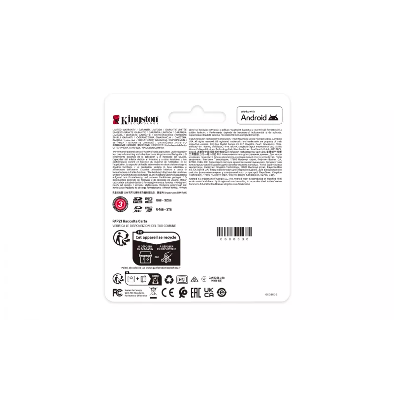 Kingston Technology 128GB microSDXC Industrial C10 A1 pSLC -kortti yksittäispakkaus ilman adapteria