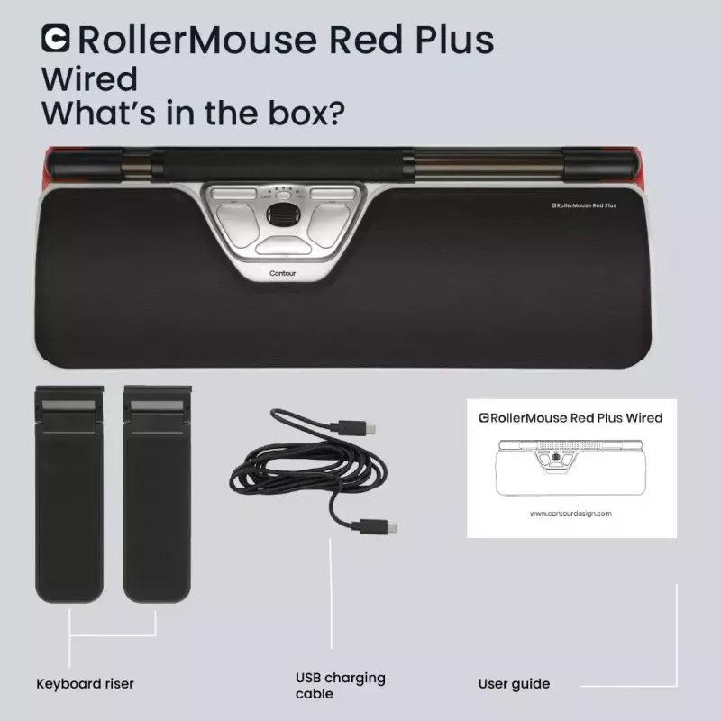 Contour Design RollerMouse Red Plus johdollinen ergonominen hiiri USB-C 2800 DPI