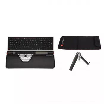 Contour RollerMouse Red Plus WL Travel Kit — langaton RF, Full-Size-näppäimistökoko, musta, sisältää hiiren ja rannetuen