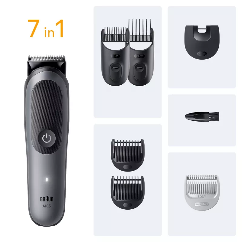 Braun AIO5520 hiustenleikkuukone/trimmeri musta, harmaa 14 litiumioni (Li-Ion)