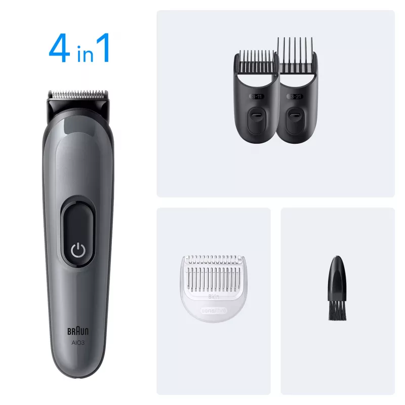 Braun AIO3500 hiustenleikkuukone/trimmeri musta, harmaa 14 nikkelimetallihydridi (NiMH)