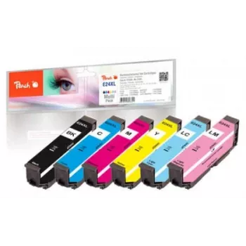 Peach PI200-293 mustepatruuna 6 kpl yhteensopiva musta, syaani, vaaleansyaani, vaaleanmagenta, magenta, keltainen