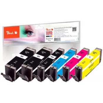 Peach PI100-188 mustepatruuna 6 kpl yhteensopiva suuri (XL) riittoisuus musta, syaani, magenta, valokuvamusta, keltainen