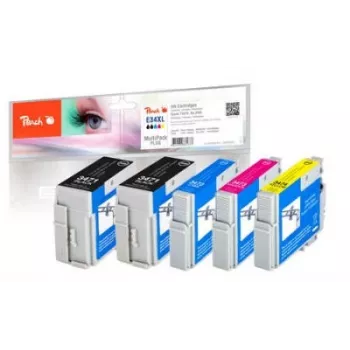 Peach PI200-631 mustepatruuna 5 kpl musta, syaani, magenta, keltainen