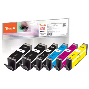 Peach PI100-379 mustepatruuna 6 kpl yhteensopiva suuri (XL) riitto musta, syaani, magenta, keltainen
