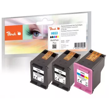 Peach PI300-1046 mustepatruuna 3 kpl yhteensopiva vakiokesto musta, syaani, magenta, keltainen