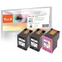 Peach PI300-1046 mustepatruuna 3 kpl yhteensopiva vakiokesto musta, syaani, magenta, keltainen