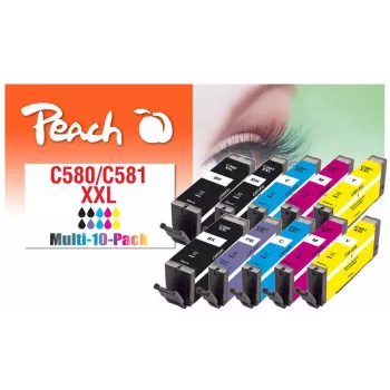 Peach PI100-437 mustepatruuna 10 kpl yhteensopiva erittäin (super) suuri kesto musta, syaani, magenta, valokuvansininen, keltainen