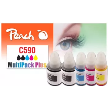 Peach 321339 mustepatruuna 5 kpl yhteensopiva vakiokesto musta, syaani, magenta, keltainen