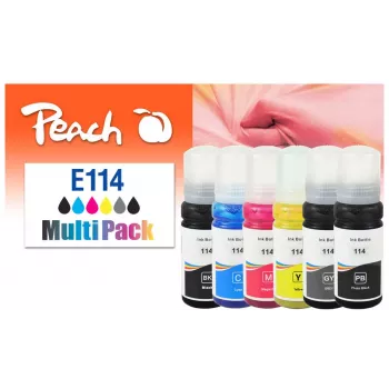 Peach 321706 mustekasetti 6 kpl yhteensopiva vakiokapasiteetti musta, syaani, harmaa, magenta, keltainen