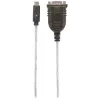 Manhattan USB-C-sarjamuunnin, uros-uros, USB-C sarjaporttiin/RS232/COM/DB9-liitäntä, Prolific PL-2303RA-piirisarja, kaapeli 45 cm, hopea/musta, polybag