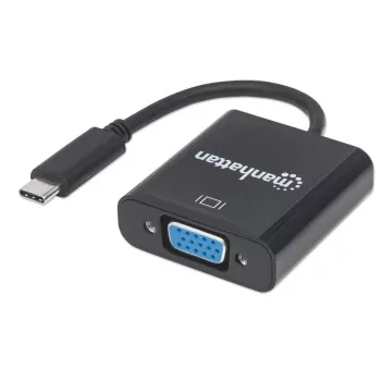 Manhattan USB-C-VGA-muunninkaapeli, 1080p@60Hz, musta, 8 cm, uros-naaras, elinikäinen takuu, vastaa CDP2HD