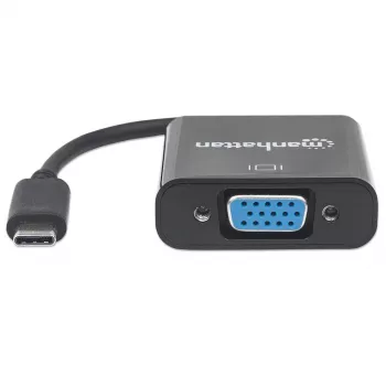 Manhattan USB-C-VGA-muunninkaapeli, 1080p@60Hz, musta, 8 cm, uros-naaras, elinikäinen takuu, vastaa CDP2HD