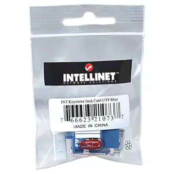 Intellinet Keystone-liitäntä, Cat6, UTP, LSA, sininen, litteä, sininen, RJ-45, naaras, 22/26, Cat6