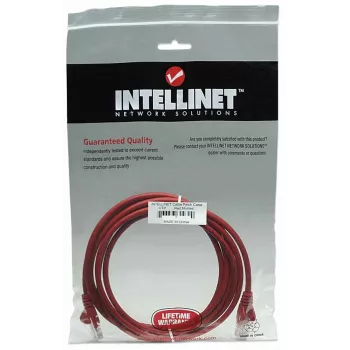 Intellinet verkkopatch-kaapeli, Cat5e, 5 m, punainen, CCA, U/UTP, PVC, RJ45, kullatut kontaktit, ilman lukituskieltä, taivutussuoja, elinikäinen takuu
