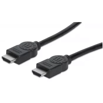Manhattan HDMI 4K@30Hz kaapeli Ethernetillä, 1 m, sopii KAIKKIIN 1080p/HD- ja useimpiin 4K-sovelluksiin (tarkista järjestelmäsi 4K-määritykset varmistaaksesi), uros-uros, musta, Ultra HD 4K x 2K, elinikäinen takuu, High Speed, vastaa HDMM1MHS