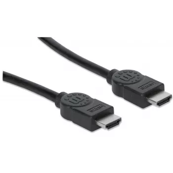 Manhattan HDMI 4K@30Hz kaapeli Ethernetillä, 1 m, sopii KAIKKIIN 1080p/HD- ja useimpiin 4K-sovelluksiin (tarkista järjestelmäsi 4K-määritykset varmistaaksesi), uros-uros, musta, Ultra HD 4K x 2K, elinikäinen takuu, High Speed, vastaa HDMM1MHS