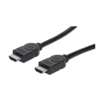 Manhattan HDMI-kaapeli Ethernetillä, 1080p@60Hz (High Speed), 7,5 m, uros-uros, musta, täysin suojattu, kullatut kontaktit, elinikäinen takuu