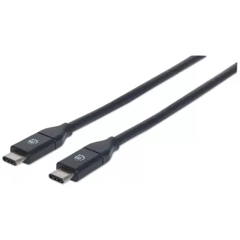 Manhattan USB-C-USB-C-kaapeli, 1 m, uros-uros, musta, 10 Gbit/s (USB 3.2 Gen 2, tunnetaan myös nimellä USB 3.1), 3 A (pikalataus), SuperSpeed+ USB, elinikäinen takuu, vastaa USB31CC1M