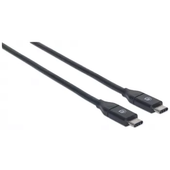 Manhattan USB-C-USB-C-kaapeli, 1 m, uros-uros, musta, 10 Gbit/s (USB 3.2 Gen 2, tunnetaan myös nimellä USB 3.1), 3 A (pikalataus), SuperSpeed+ USB, elinikäinen takuu, vastaa USB31CC1M