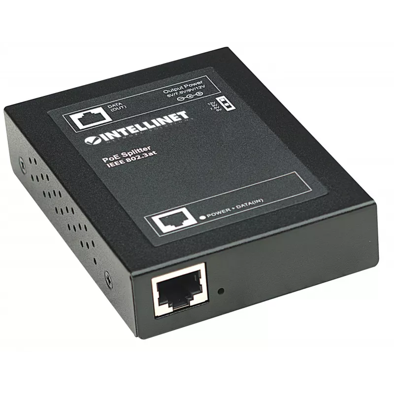 Intellinet Power over Ethernet (PoE+) -jaotin, IEEE802.3at, 5, 7,5, 9 tai 12 V DC -lähtöjännite