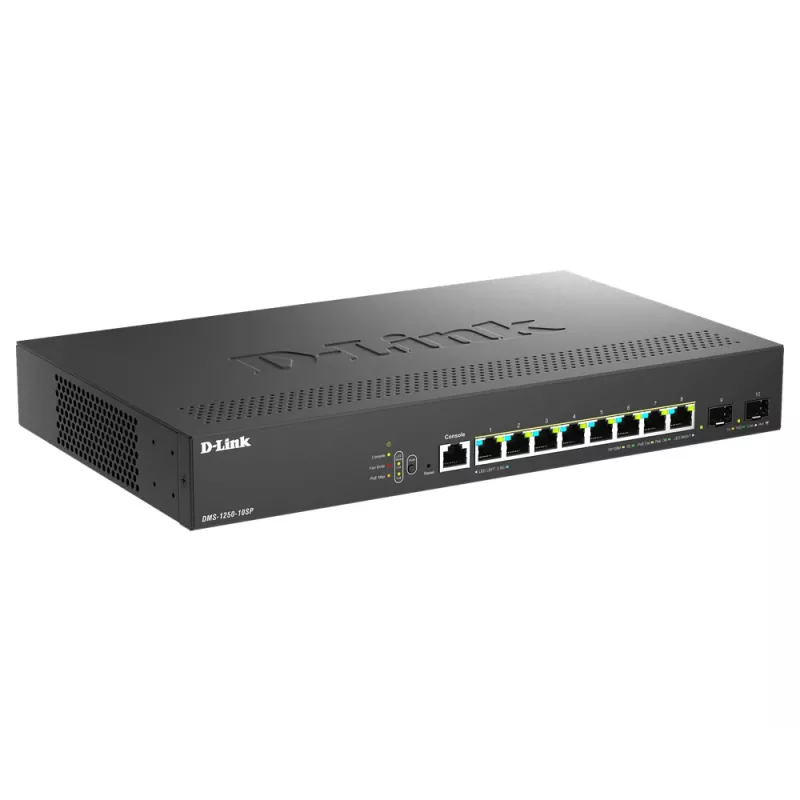 D-Link DMS-1250-10SP/E verkkokytkin Managed 2.5G Ethernet (100/1000/2500) Power over Ethernet (PoE) musta