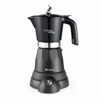 Ariete 1368 Moka Aroma, sähköinen mokapannu, 4/6 kupillista, 480 W, automaattinen virrankatkaisu, pitää lämpötilan 30 asteessa, musta