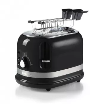 Ariete 149 Modern valkoinen leivänpaahdin pihdeillä 2 viipaleelle leipää, sandwichille tai toastille - 6 ruskistusastetta - sulatus - Modern-sarja - musta