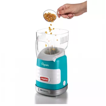 Ariete 2956, Pop Corn Party Time, popcornkone, poksauttaa 60 g maissia popcorniksi 2 minuutissa kuumalla ilmalla, rasvaton, 1000 wattia, sininen