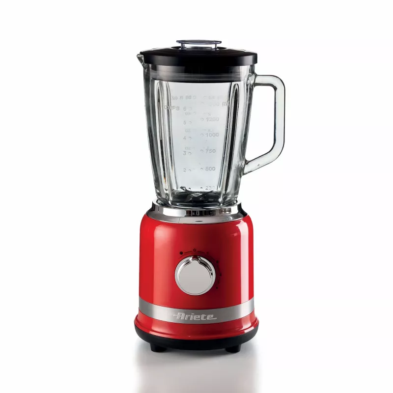 Ariete Moderna punainen tehosekoitin lasikannulla, pöytätehosekoitin, 1,5 l, pulssitoiminto, jäänmurskaus, 1000 W, punainen