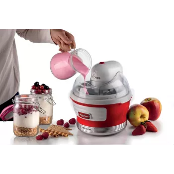 Ariete 643 jäätelökone Party Time, jäätelökone, 12 W, 1,5 l kapasiteetti, irrotettava kaksoiseristetty säiliö, valmistusaika 30 minuuttia, kansi ainesosien lisäämiseen, punainen