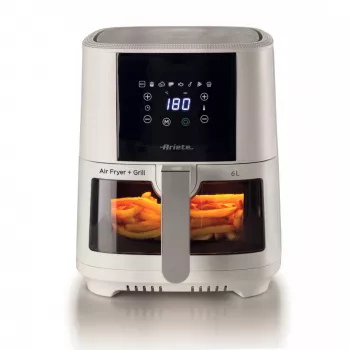 Ariete 4626 Airy Fryer 6L, kiertoilmakypsennin, 1300 W, 6 l tilavuus, 2,5 kg kypsennystilavuus, 8 esiohjelmoitua ohjelmaa, lämpötila jopa 200 °C, läpinäkyvä kori kypsennyksen seurantaan, musta