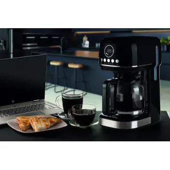 Ariete 1396 Moderna suodatinkahvinkeitin, American Coffee, 15 kupin kapasiteetti, lämpölevy, LCD-näyttö, irrotettava ja pestävä suodatin, musta