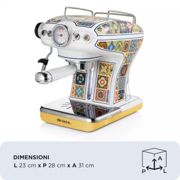 Ariete 1389 Positano kahvinkeitin, 850 W, säiliön tilavuus 0,9 l, suodatin 1 tai 2 kupille, tippa-alusta, maidonvaahdotin