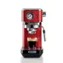 Ariete Moderna Line 1381 kahvinkeitin painemittarilla, sopii kahvijauheelle ja ESE-padeille, 1300 W, 1,1 l tilavuus, 15 baarin paine, suodatin puolikkaille kupeille, cappuccino-suutin, punainen